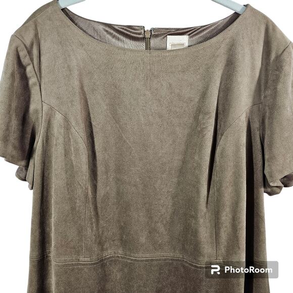 Chico's Faux Suede Short Dress Rich Taupe Size 3 (16) - Picture 4 of 9